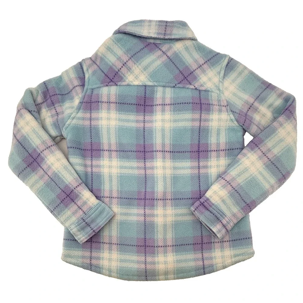 Eddie Bauer Girls 10 12 Sherpa Lined Flannel Jacket Plaid‎ Snap Cozy Warm